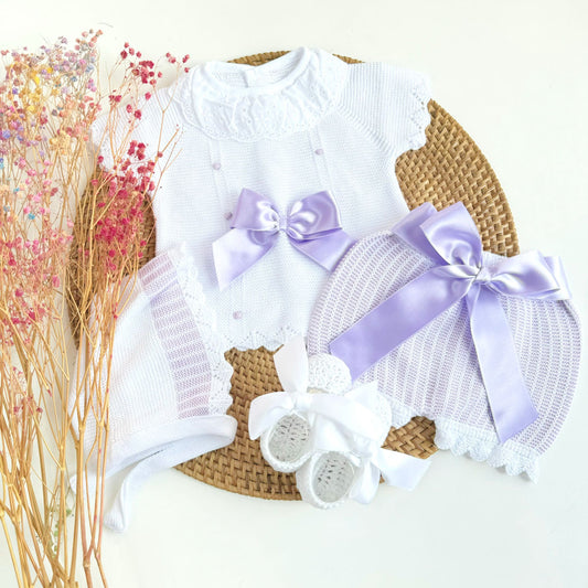 White & Lilac Knitted Set