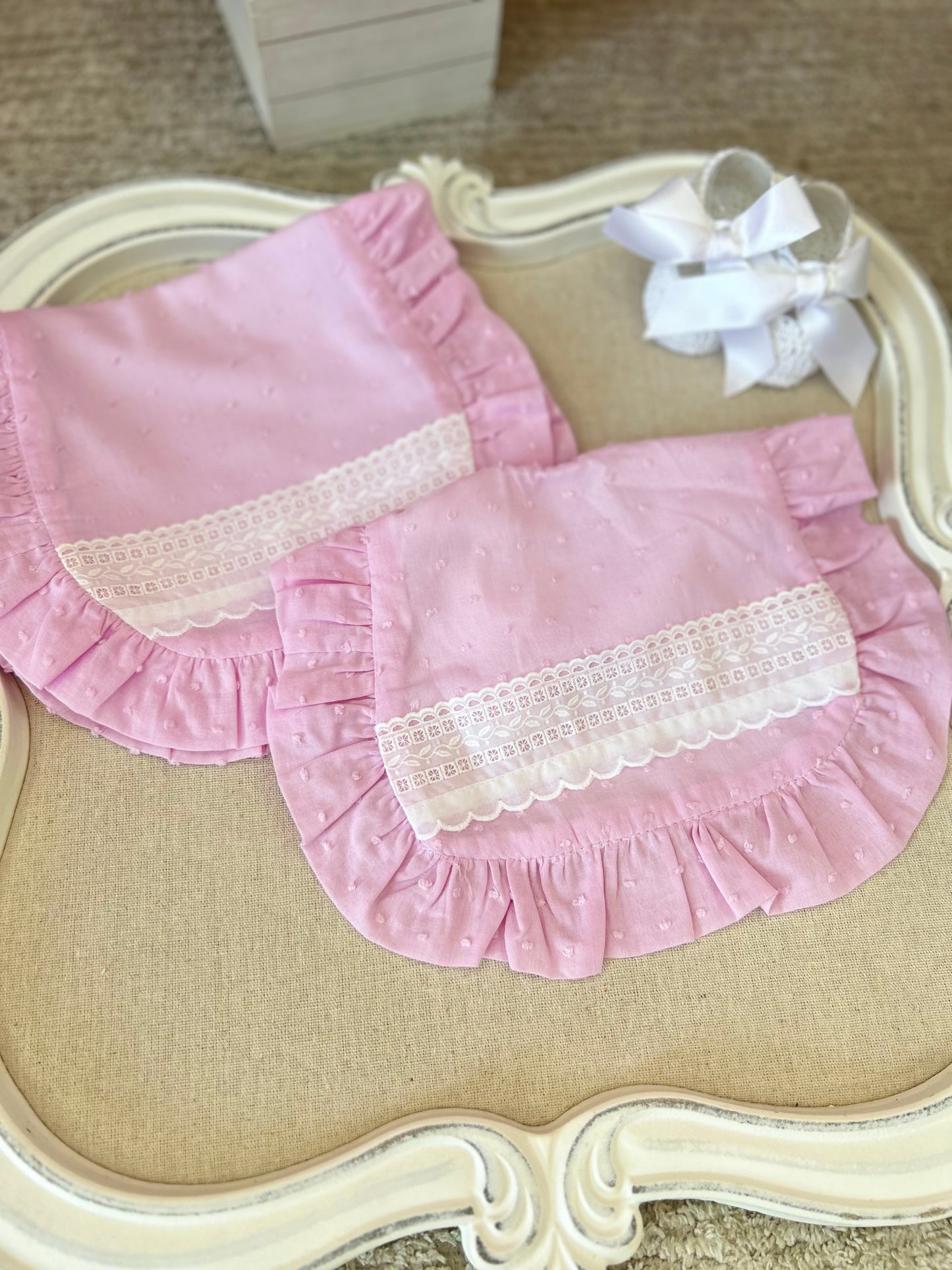 Pink with White Bib & Burper Set