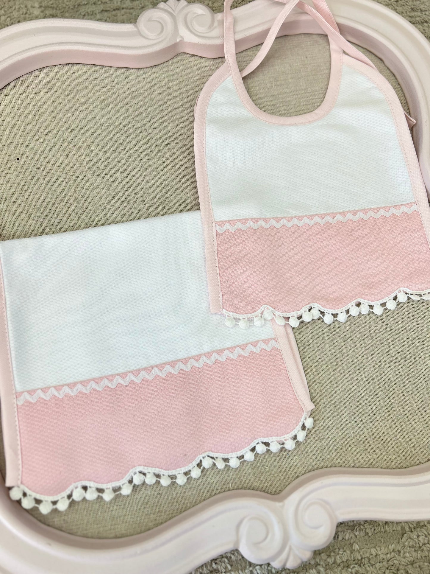 Pink Bib & Burp Set