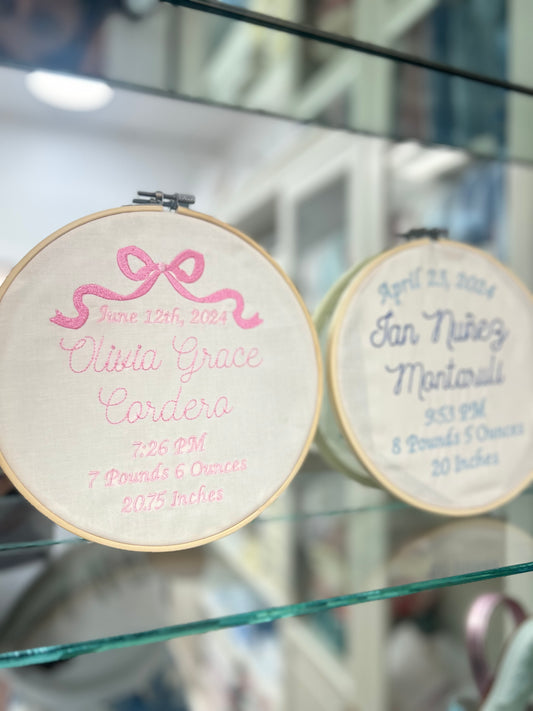 Embroidered Birth Plaque