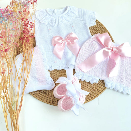 White & Pink Knitted Set