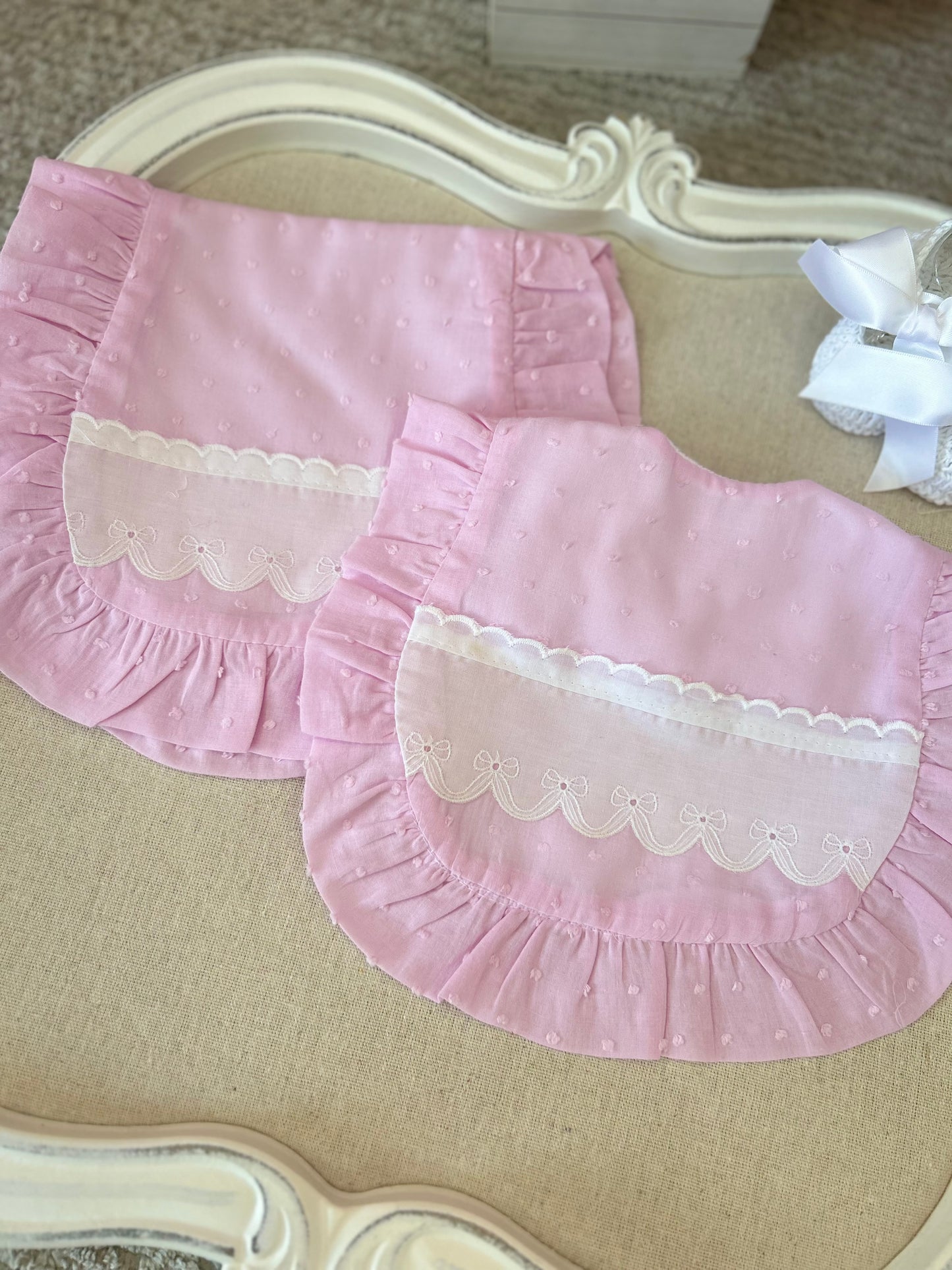 Pink Bow Bib & Burper Set