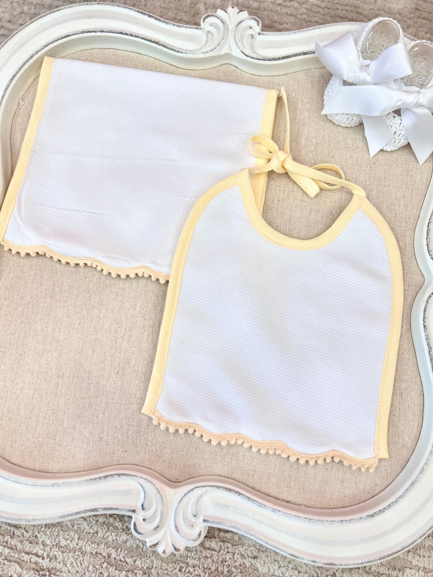 Yellow Bib & Burp Set