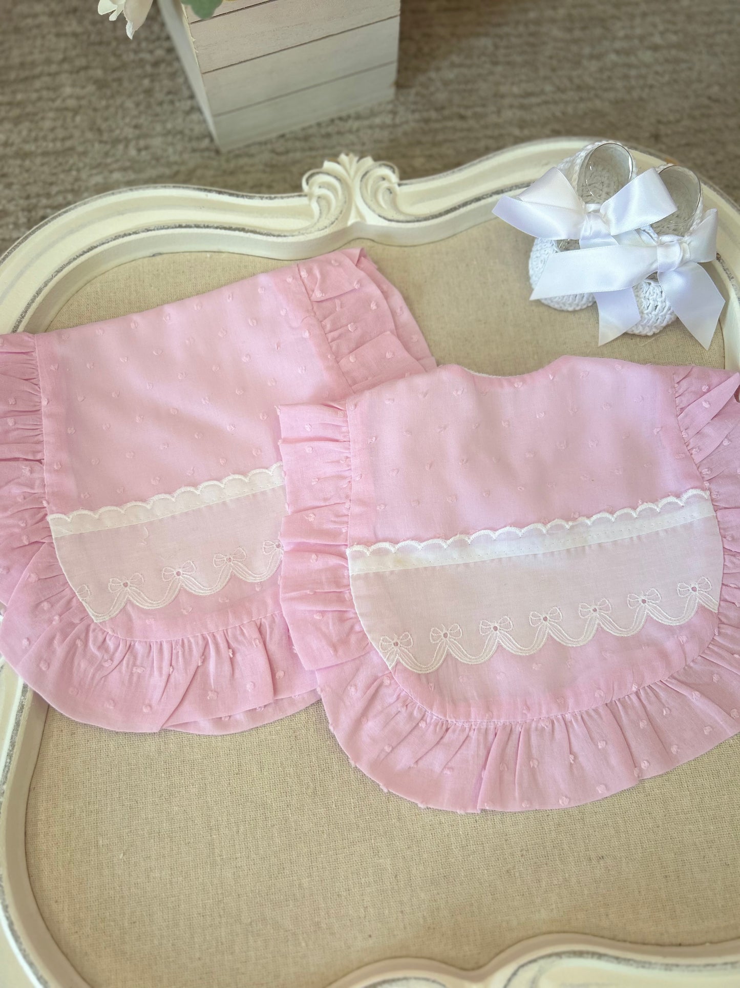 Pink Bow Bib & Burper Set