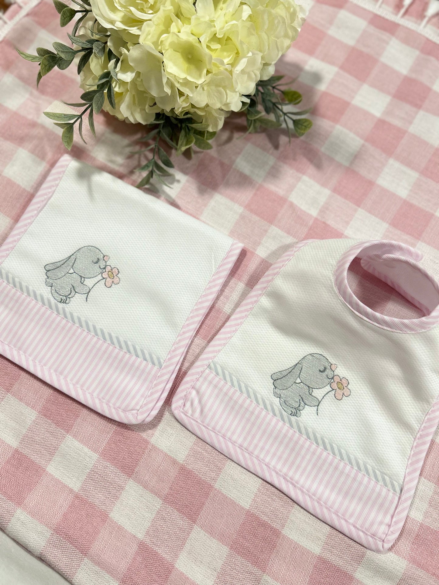 Sweet Bunny Bib & Burp Set