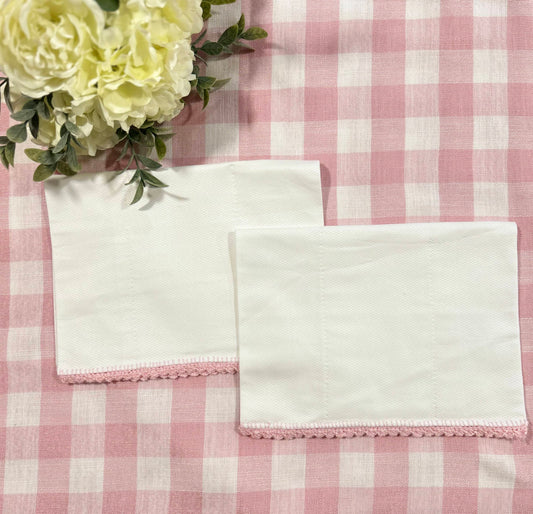 Pink Picot Trim Burp Pad Set