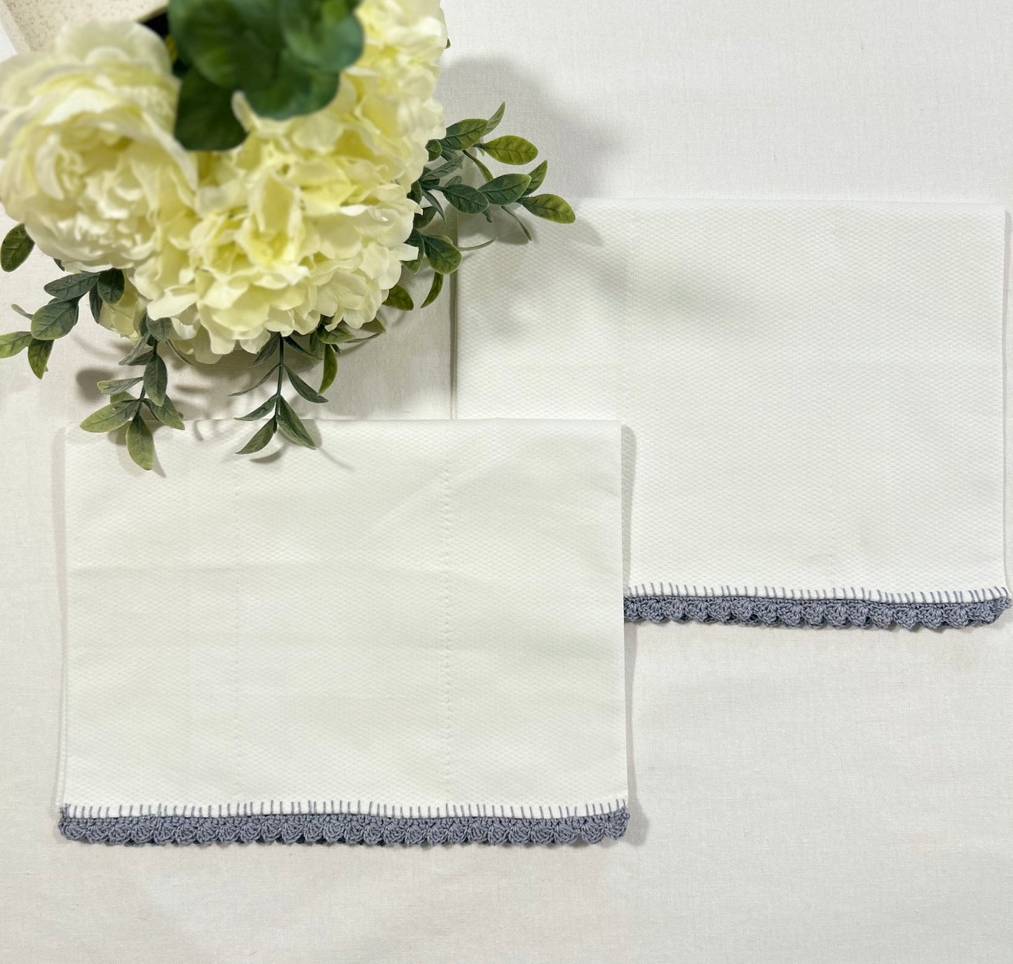 Grey Picot Trim Burp Pad Set