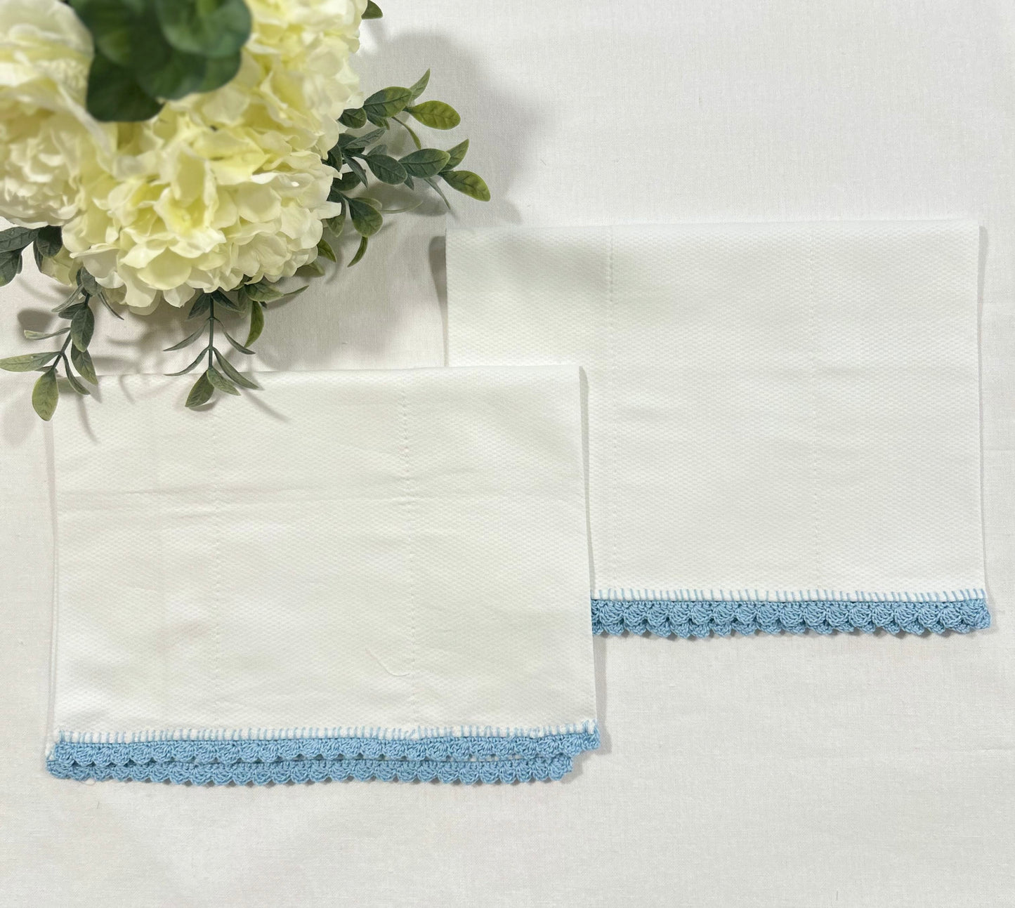 Blue Picot Trim Burp Pad Set