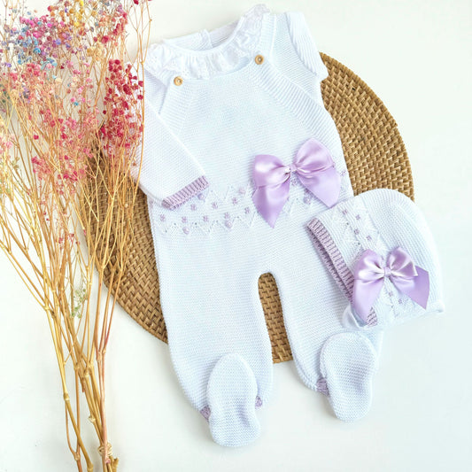 White & Lilac Knitted Set