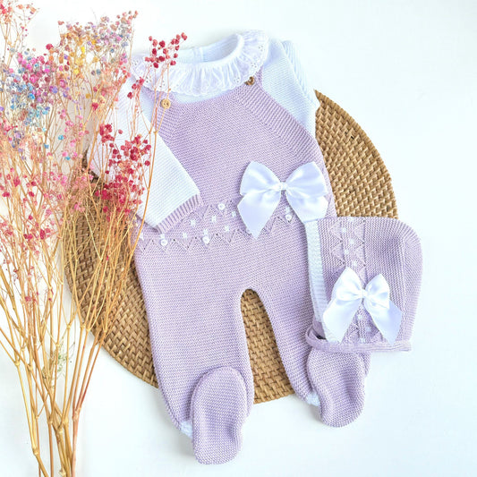 Lilac & White Knitted Set