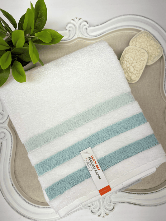 White Towel with Aqua Details