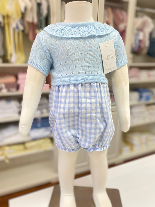 Knitted Gingham Bubble Romper