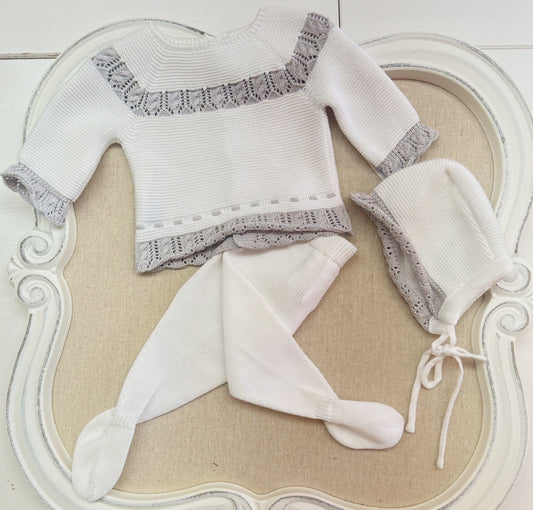 White & Grey Knitted Set