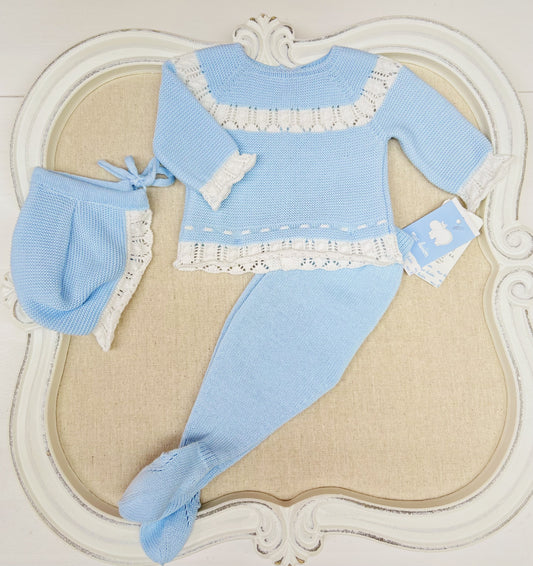 Blue & White Knitted Set
