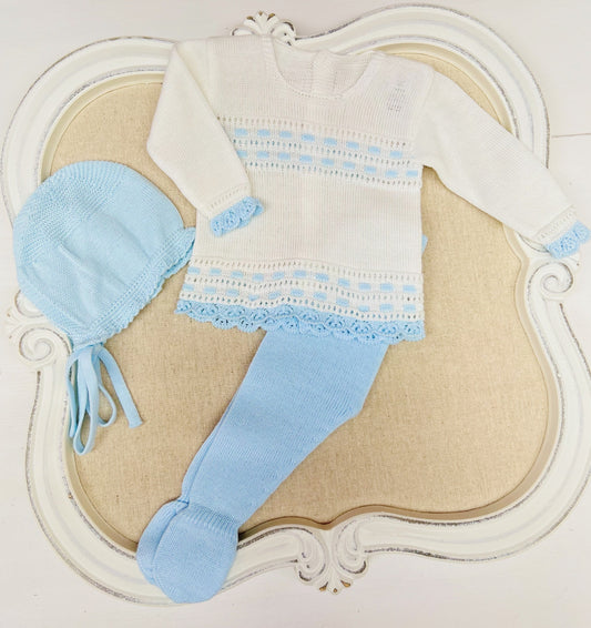 White & Blue Knitted Set