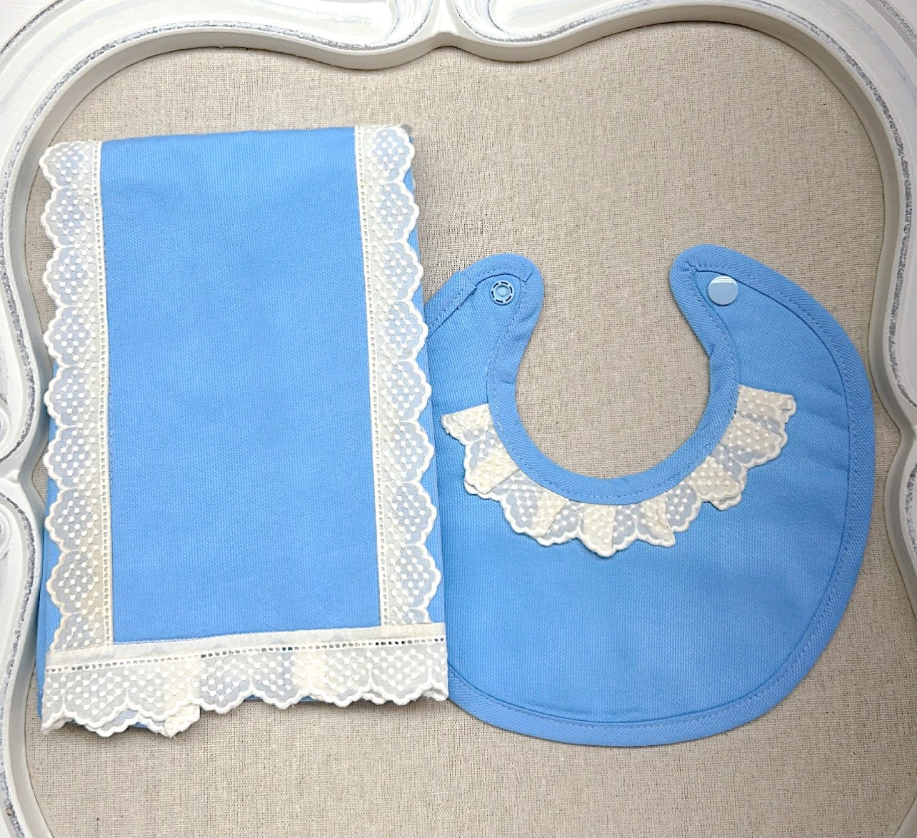 Dark Blue Bib & Burper Set