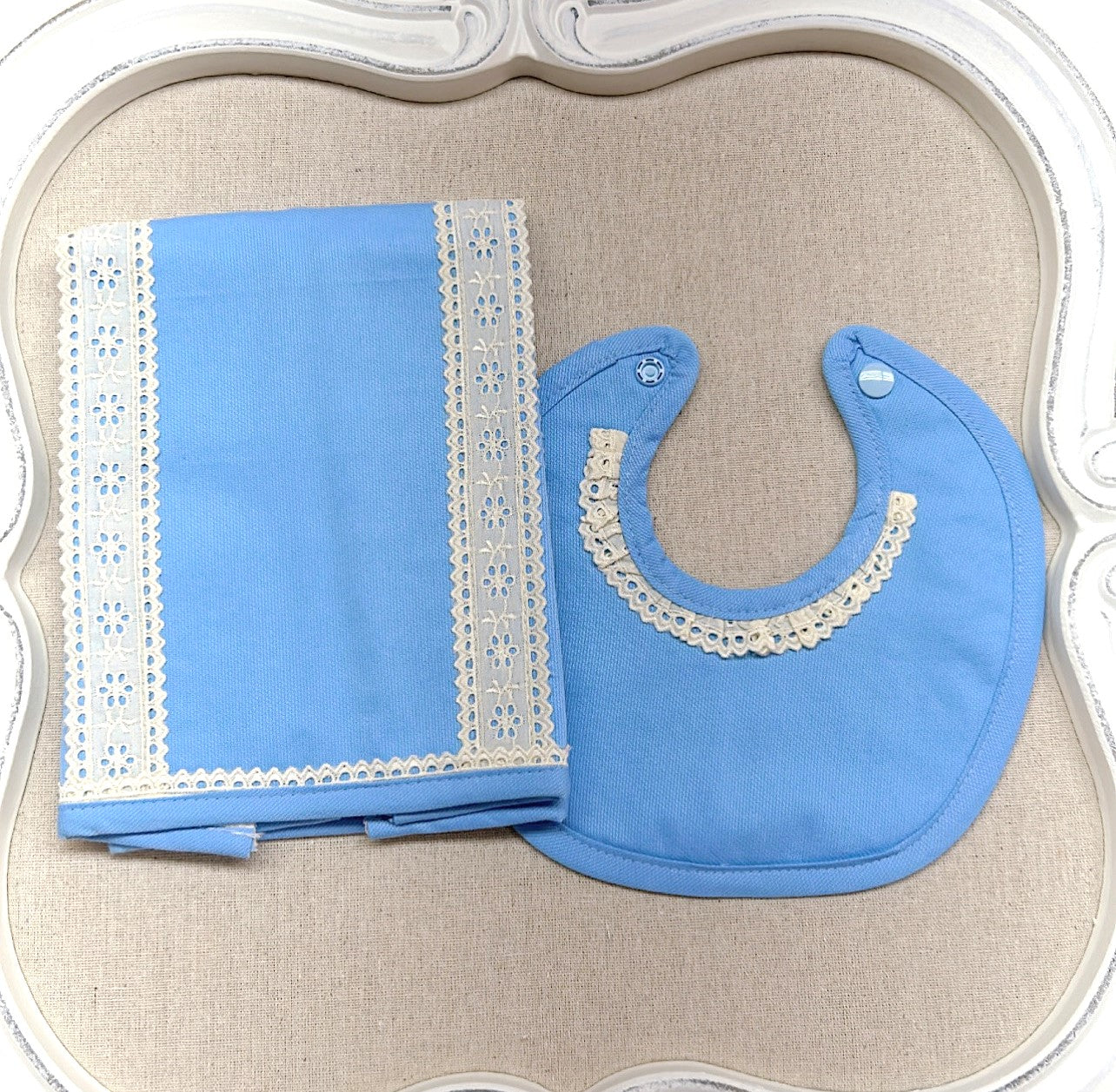 Dark Blue Bib & Burper Set