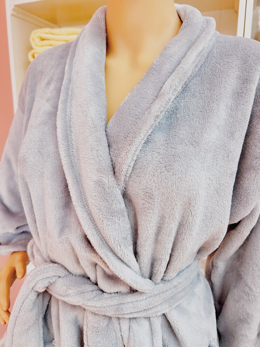 Grey Fluffy Women's Robe