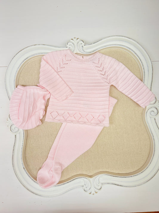 Pink Striped Knitted Set