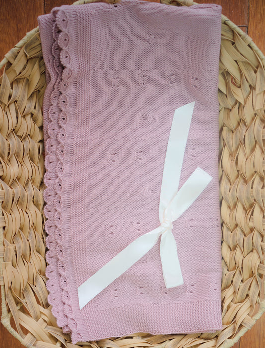 Dark Pink Knitted Blanket