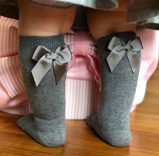Grey Bow Socks