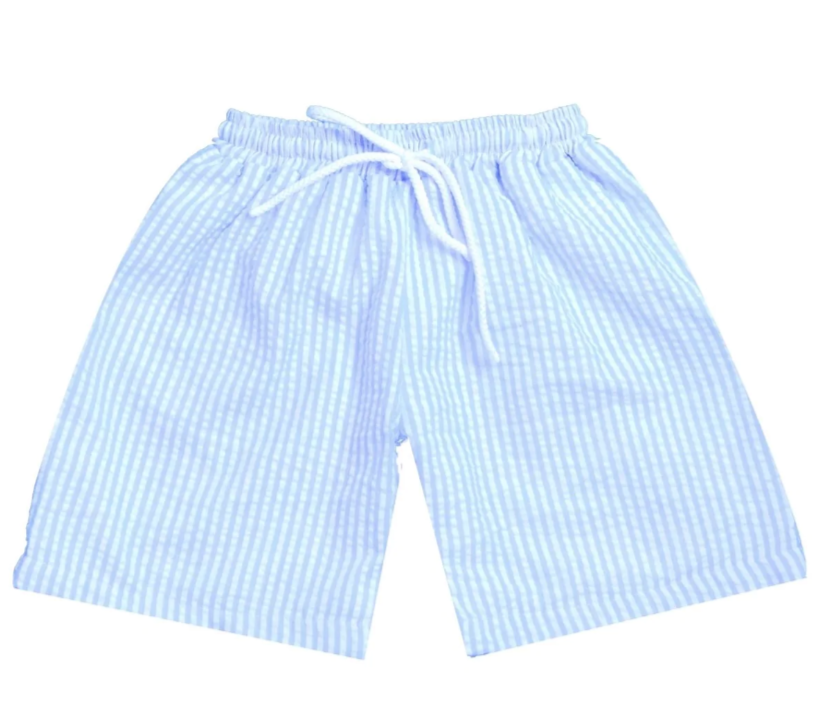 Seersucker swim trunks