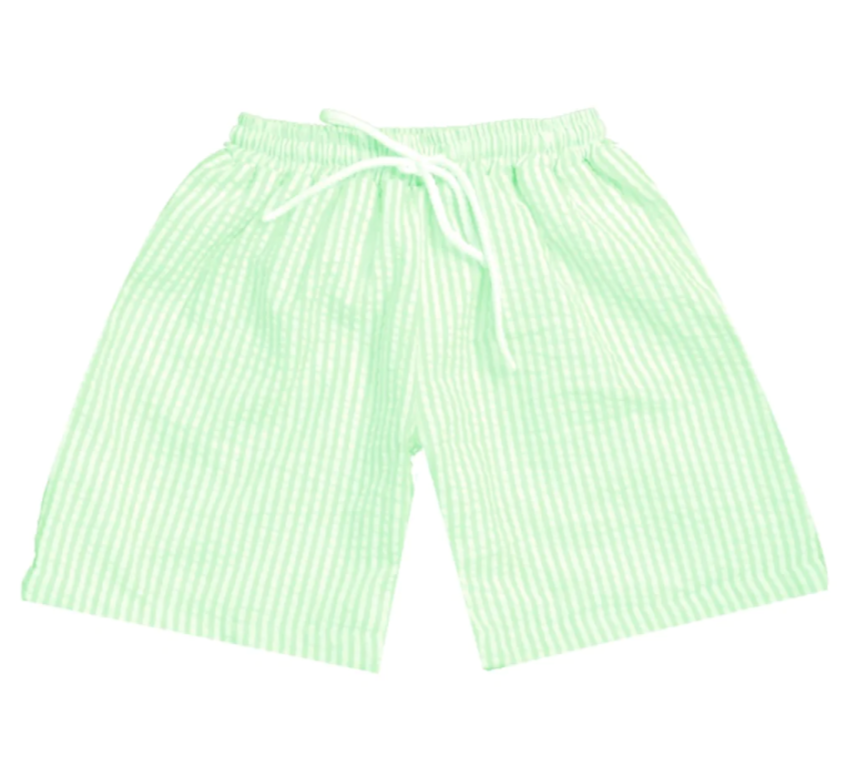 Seersucker swim trunks