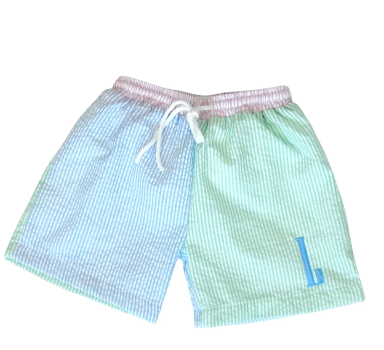 Seersucker swim trunks