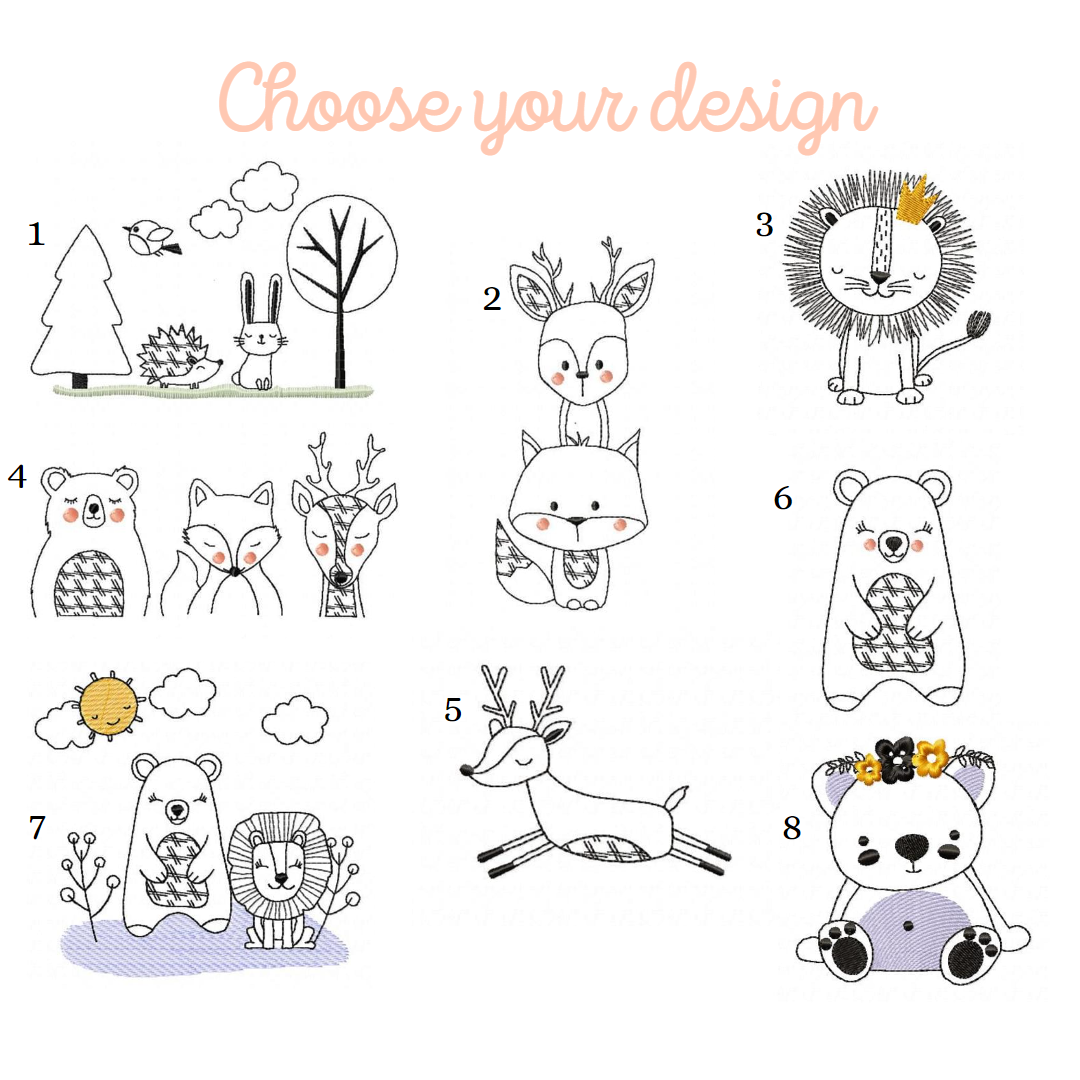 Minimalist Forrest Animals Theme Burp Cloth Set